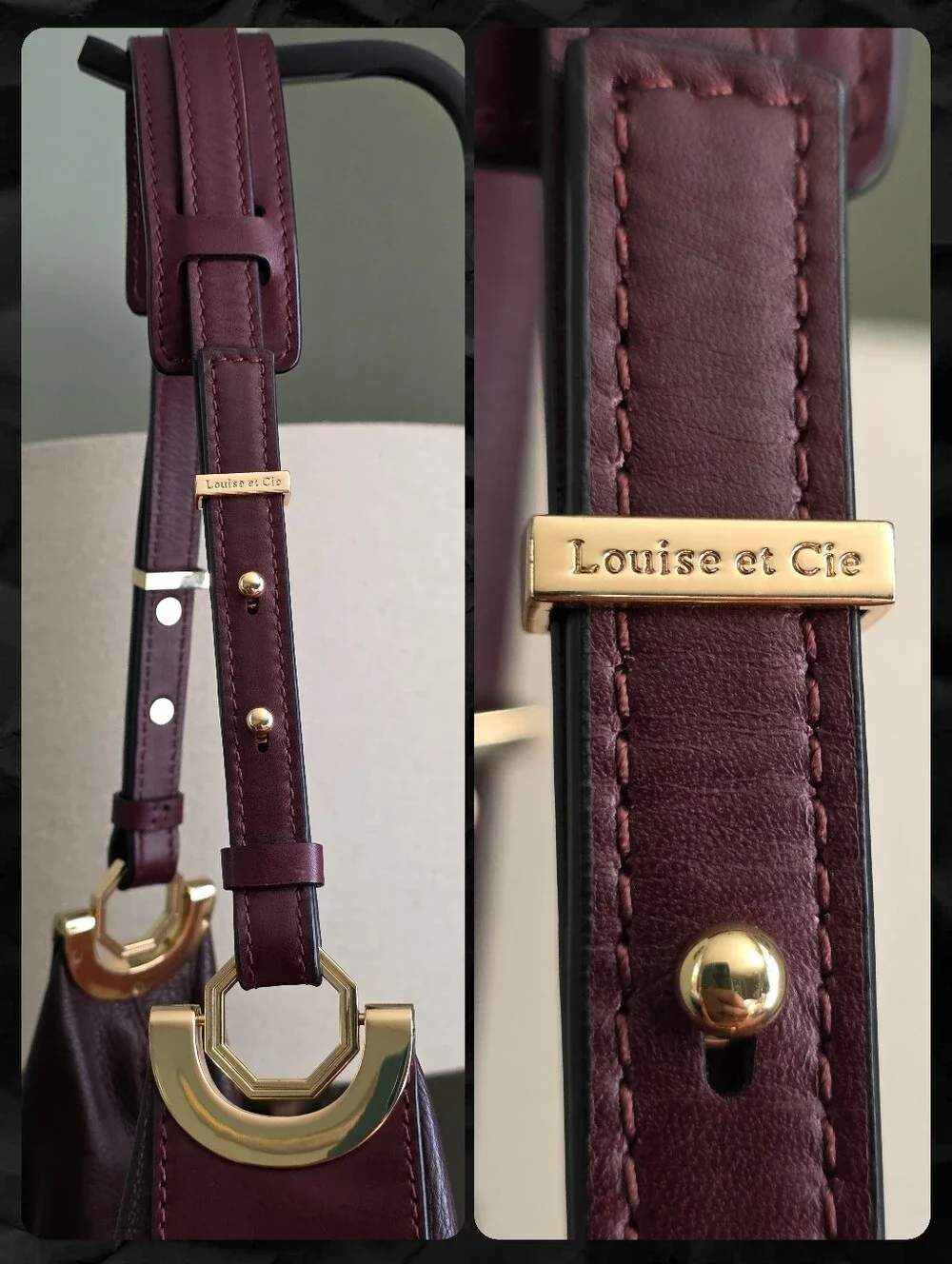 Louise et Cie Alis Hobo Aubergine Leather Large Slouchy Shoulder Bag